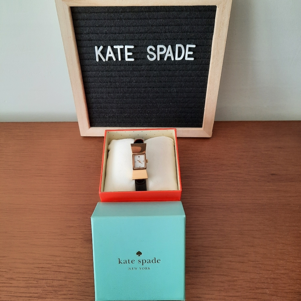 Kate Spade Black Carlyle Bow Leather Patent Watch